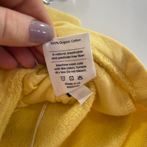 Mate The Label Shorts Medium Yellow Fleece Pocket NWT Athleisure Loungewear - Picture 7 of 12